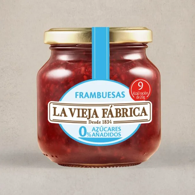 Mermelada de Frambuesas 0% azúcares añadidos La Vieja Fábrica