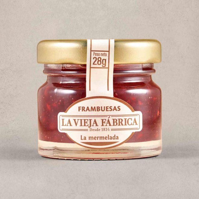 Mermelada de Frambuesas 28g bandeja 24 unidades.